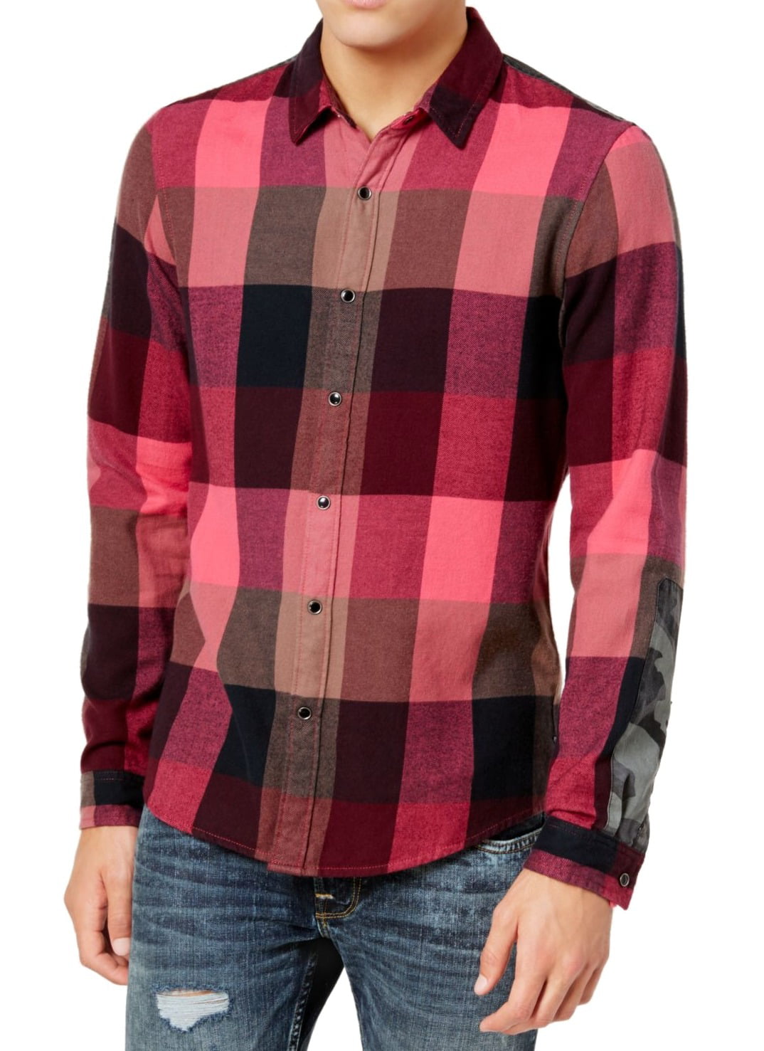 Guess Casual Shirts - Guess Mens Small Button Down Pattern Blocked ...
