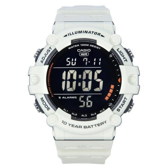 Casio Men's 5 mm Digital Resin Strap Wristwatch, White, AE-1500WH-8B2