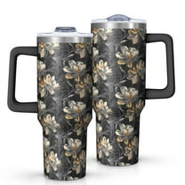 OBREWU Pioneer Flower Tumbler with Handle and Lid,Pioneer Flower 40oz Double Wall Vacuum Insulated Tumbler,Cups Gift for Women and Men