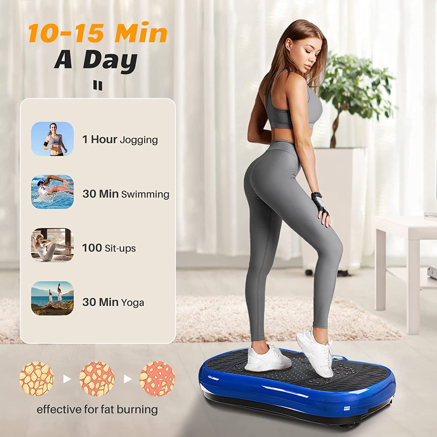 Vibration Plate Exercise Machine for Weight Loss, 220W Power Plate Vibrating Plate with 99 Speed Levels, Full Body Workout Trainer with Resistance Bands, Supports Lymphatic Drainage, 150KG Capacity