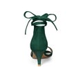 thumbnail image 2 of BLISSFUL STEP Women's Shoes Faux Suede Lace Up Open Toe Kitten Heel Cushioned Footbed Sandals  Green 7, 2 of 8