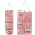 thumbnail image 1 of 2 modelos de bolsa de almacenamiento de pared de lino (rosa) con pequeños bolsillos para el hogar y la oficina, 1 of 5