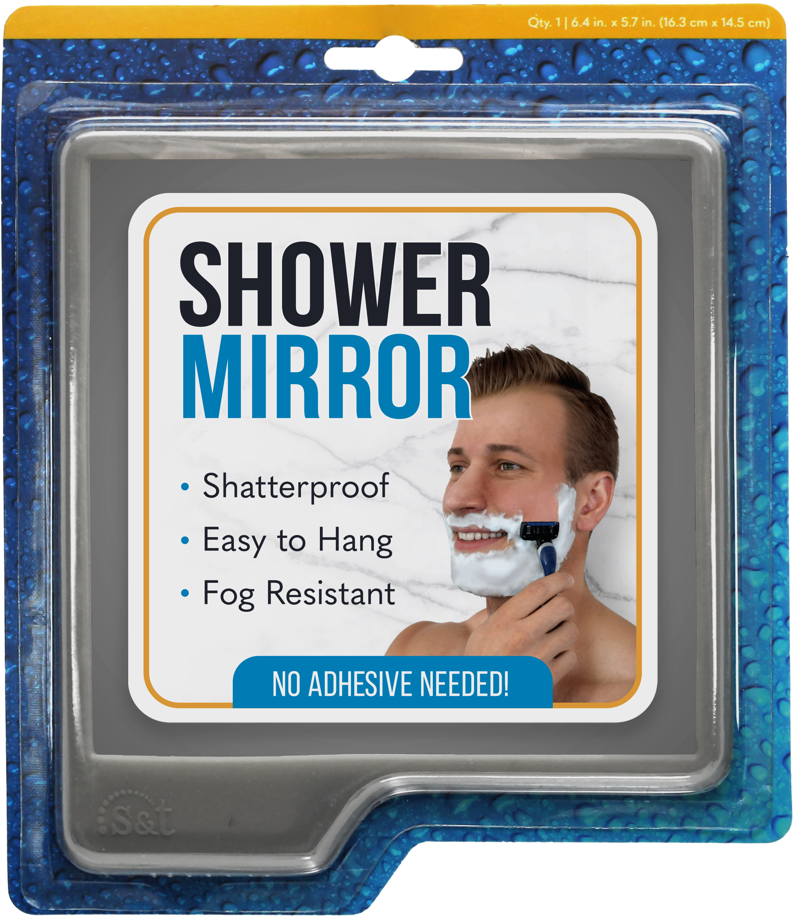 S&T INC. Silicone Shower Mirror, 6.4 inch x 5.7 inch, Shatterproof, Assorted Colors, Non-Adhesive - image 4 of 5