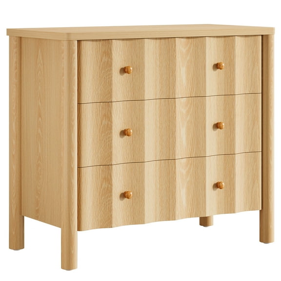 Resenkos Solid Wood Nightstand, Sleek 3-Drawer Base, Bedroom Storage, Minimalist Design, Space-Saving Solution