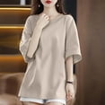 thumbnail image 3 of Hvot&aat Women's Casual Oversized T-Shirts Basic Crewneck Short Sleeve Solid Color Top Beach Vacation Clothes, 3 of 4