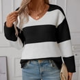 thumbnail image 5 of BUIgtTklOP Women's Striped Sweater Orange and White Fall Long Sleeve Crew Neck Comfy Loose Oversized Knitted Pullover, 5 of 6