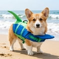 thumbnail image 4 of Dog Life Jackets, Cute Shark Dog Life Jacket with Chin Float, Superior Buoyancy & Rescue Handle, Dog Life Vests for Boating Swimming, Adjustable Dog Swim Vest for Small Medium Large Dogs - Blue - M, 4 of 9