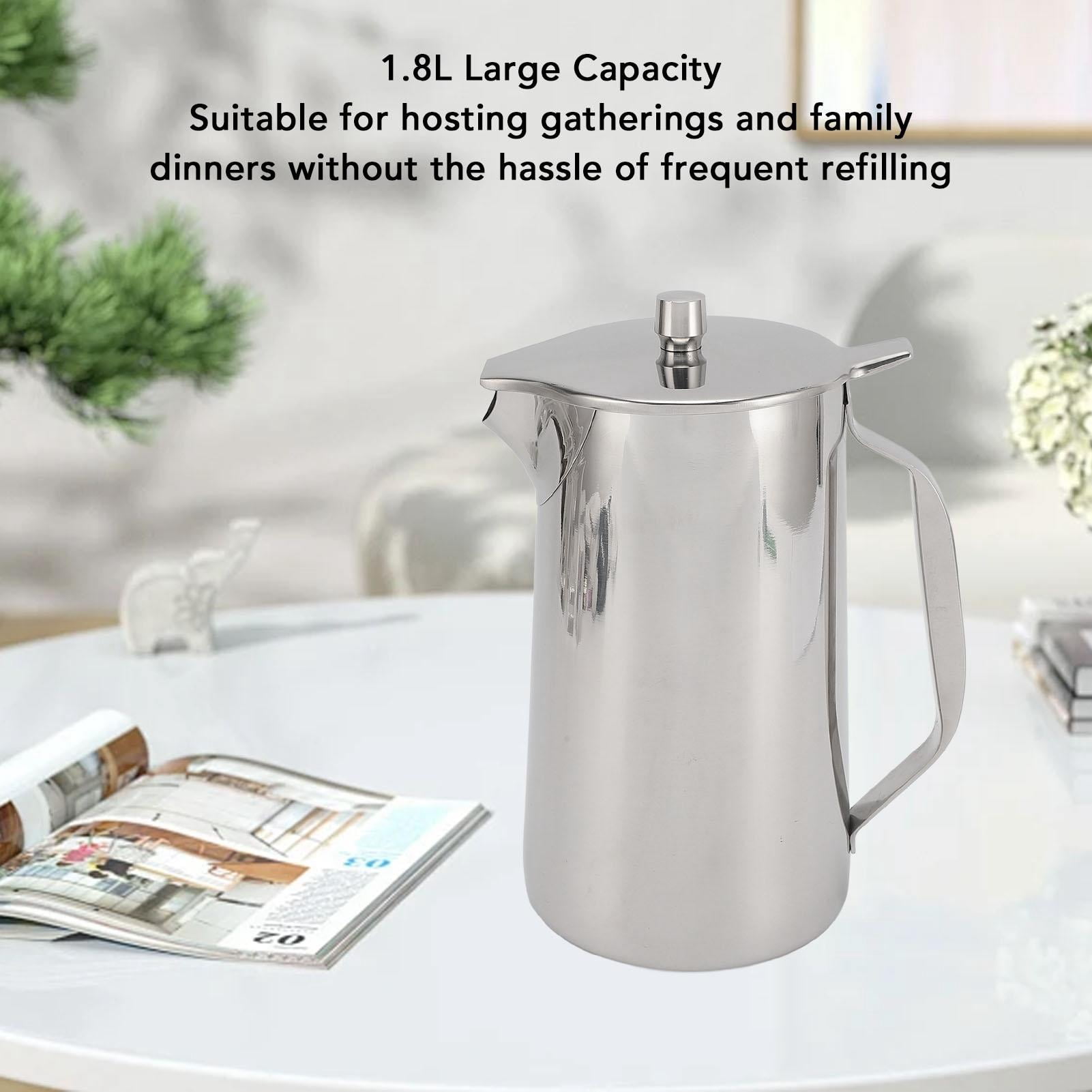 BIMZUC 1.8L Stainless Steel Water Pitcher with Lid – Durable, Large Capacity Cold Water Jug for Home, Office & Parties