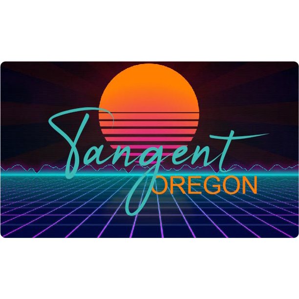 Tangent Oregon 2 X 1.25Inch Vinyl Decal Stiker Retro Neon Design