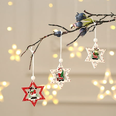 

Grofry 9Pcs/Box Five-pointed Star Pendants Wear-resistant Decorative Nice-looking Hollow Design DIY Craft Christmas Hanging Pendants for Party A