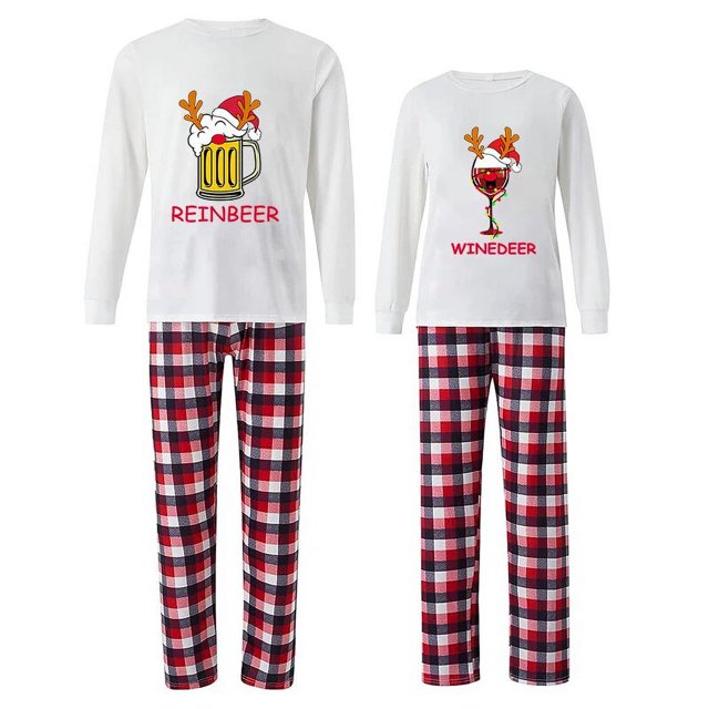 Winedeer-Conjunto de pijamas para parejas, ropa de dormir de Navidad, color gris, para hombre y mujer
