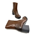 thumbnail image 5 of Lyla Cognac Square Block Heel Zip Boot, 5 of 6