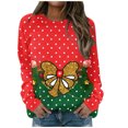 thumbnail image 4 of Gibobby Sudadera con cremallera Mujer Navidad Imprimir Sudadera To largo Sudadera Casual blusas Temperamento Pullover (Verde, S), 4 of 5