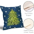 thumbnail image 3 of Blue Christmas Pillow Covers 20X20 Inch Set of 2 Watercolor Green Xmas Tree Decorative Pillow Cases Winter Holiday Cotton Linen Cushion Case Farmhouse Christmas Decor For Home Couch Sofa Porch Outdoor, 3 of 6