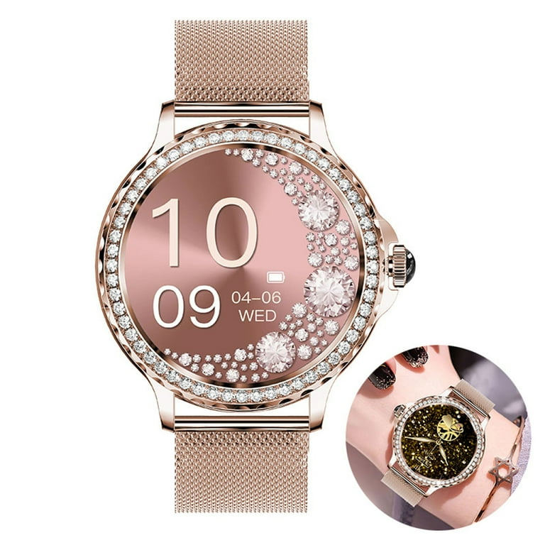 Rose Gold Women Smart Watch Android Ios Phone Compatible Ip68