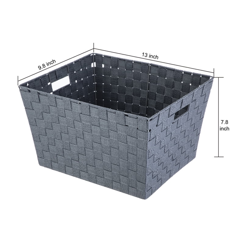 Medium Woven Decorative Storage Basket, Gray photo 3