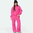 thumbnail image 4 of Bow Sweatpants Set for Women Bow Hoodie and Sweatpants Set for Women Womens Sweatsuits 2 Piece Set Comfort Bow Hoodie Wide Leg Sweatpants Set Athleisure Sweatset Cute Matching Sweat Sets, Hot Pink-XL, 4 of 6
