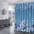 thumbnail image 3 of LVRLVR 1/4 Sparkling Blue Glitter & Floral Fabric Shower Curtain Rug Set - Bath Mat Bathroom Decoration,Pink, 70.8" × 70.8", 3 of 9