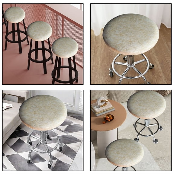 Round Bar Stool Covers - Waterproof Leather, Stain Protection & Easy-clean, Elastic Fit for Kitchen & Dining Room, Durable Seat Renewal, topliu