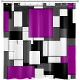 thumbnail image 4 of Modern Purple Shower Curtain for Bathroom, Grey Black and White Abstract Mid Century Minimalist Geometric Shower Curtains 72X84 inch Polyester Fabric Bathroom Decoration Bath Curtains Hooks Included, 4 of 6