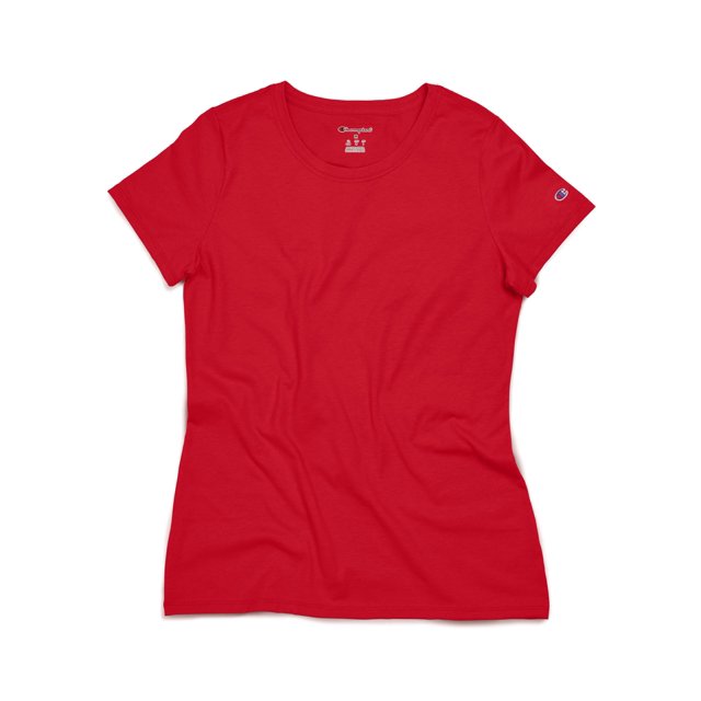 Champion T-Shirt à Manches Courtes pour Femmes, TG, Rouge Athlétique