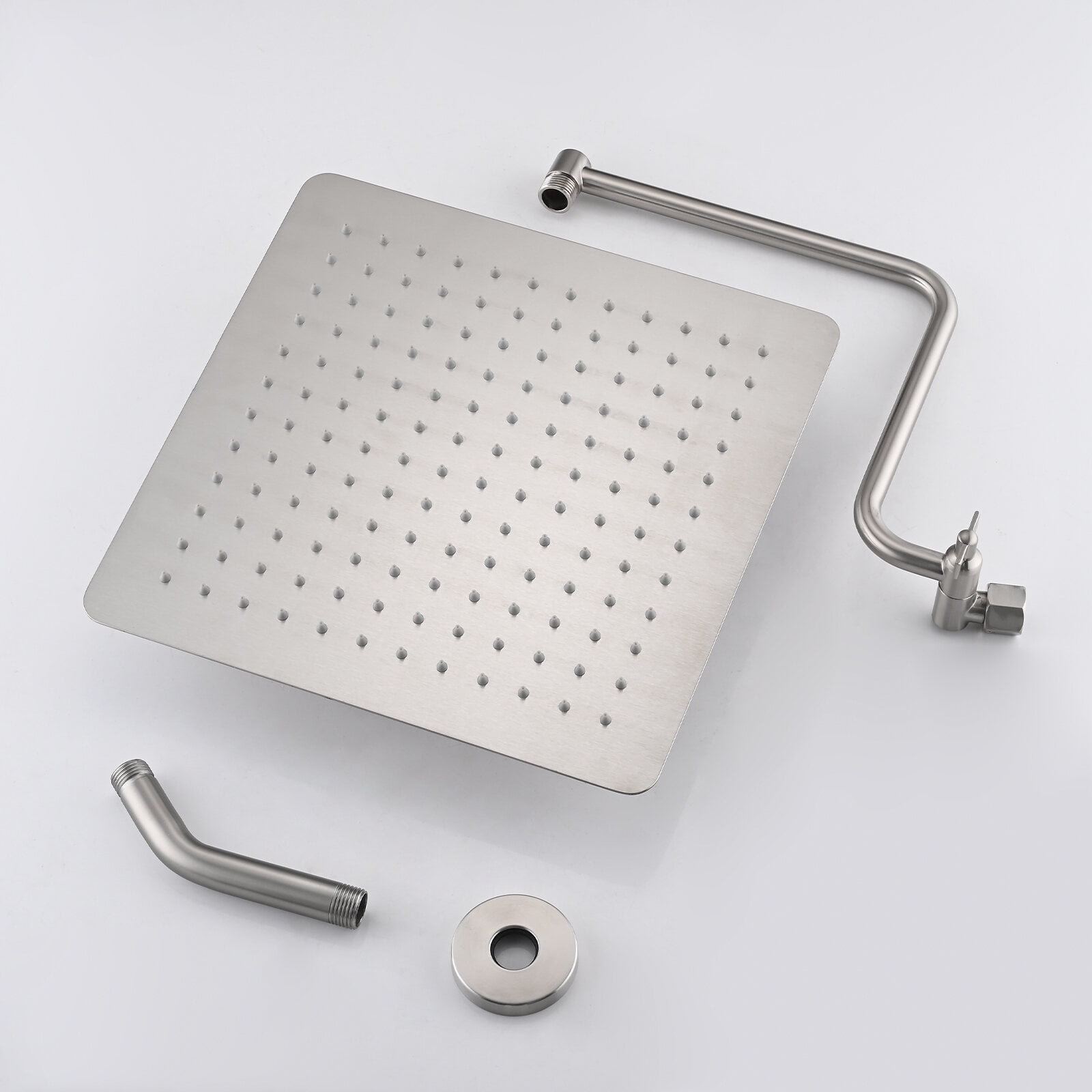 Freestanding Bathtub Faucet, 12 inch Adjustable Extension Arm High-pressure Rain Shower Head, Rain Fixed Shower Head, Brushed Nickel Freestanding Tub Filler,Stainless Steel Standalone Tub Faucet