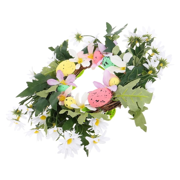 BESTYASH Spring Easter Wreath with Colorful Artificial Eggs and Daisy Flowers, Perfect for Door Hanging Decoration