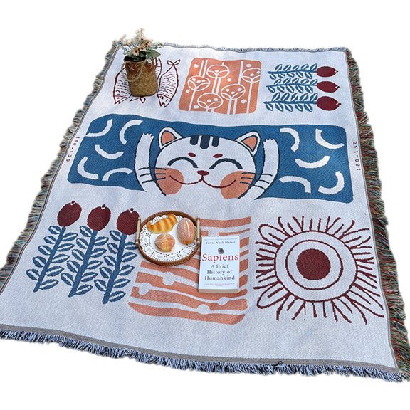 AUQ Picnic Blankets,Polyester Tent Carpet,Simple Pattern Picnic Mat,52"X71"