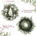 thumbnail image 3 of GarveeHome 22" Pre-Lit Silver & White Christmas Wreath with Gnomes, Battery Operated LED, 8 Modes, Flocked Winter Door, Mantel, or Window Holiday Decor, 3 of 8