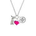 thumbnail image 2 of Delight Jewelry Silvertone Crystal Script ''Faith'' - Hot Pink Heart Nurse Strong Zoe Necklace, 2 of 4