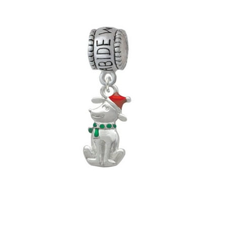 2-D Christmas Dog with Red Hat - Abide With Me Charm Bead