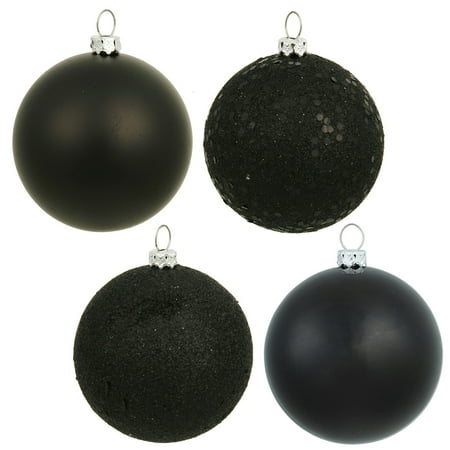 Vickerman 12 Black 4-Finish Ball Ornament 4 per Bag