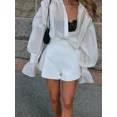 thumbnail image 5 of Camisa blanca elegante para mujer, blusa de oficina de moda para mujer, blusa lisa con solapa y manga larga, ropa para mujer 2024, 5 of 5