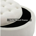 thumbnail image 3 of 30-Inch Round Storage Ottoman,Modern Button Circle Storage Coffee Table with Removable Lid Top,Upholstered Large Footrest Stool for Bedroom,Living Room,Ivory, 3 of 16