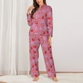 thumbnail image 2 of Picia Cute Strawberry Pattern Women’s Long-Sleeve Sleepwear Set - Soft 2-Piece Loungewear with Pockets, Comfy PJs for Relaxing Nights-Medium, 2 of 7