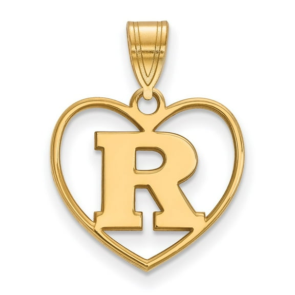 Sterling Silver & Gold Plated LogoArt Rutgers University Letter R Heart Pendant Charm