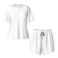 thumbnail image 5 of "Wukai White Women's Pajama Set - Short-Sleeve Top and Shorts with Elastic Waistband and Pockets for Loungewear, Yoga, and Casual Wear-4X-Large, 5 of 8