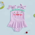 thumbnail image 2 of mgoYE Swimsuit for Baby Girl Baby Girl Swimsuits Fruit Pattern Plaid Baby Girl Bathing Suit Trim Tie Infant Girl Swimwear 6M-3T(Purple,12-18 Months), 2 of 5