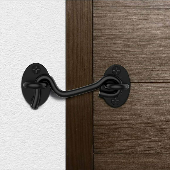2 Pcs Barn Door Lock shutters Sliding Door Lock Barn Gate Latch Stainless Steel Hook Lock Black