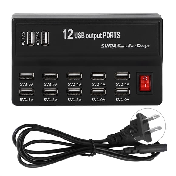 Adaptateur USB, 12 Ports USB Barre d'Alimentation USB, pour Voyage PC Appareil Photo Numérique Bureau Téléphone Mobile Maison Prise US