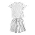 thumbnail image 4 of Men's 2 Piece Loungewear Set Short Sleeve Shirt & Shorts Summer Outfits Casual Comfortable Tracksuit Loose Fit Heavyweight Tshirt & Drawstring Shorts Casual Summer Outfits White 2Xl, 4 of 5