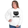 thumbnail image 4 of Cattitude Funny Cat Ladies Pet Lovers Women Plus Size Crewneck Sweatshirt Brisco Brands 3X, 4 of 5