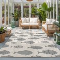 thumbnail image 2 of Area Rugs 4'x6'. Abstract Art Fish Grey Carpet Runner Indoor Outdoor Rugs Home Decor Aesthetic, Coastal Ocean Summer Linen Texture Non Slip Mats Washable Accent Rug for Living Room Bedroom, 2 of 8