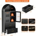 thumbnail image 3 of Tall Metal Lateral File Cabinet with Locking Glass Doors, Arched Bookcase with Drawers for Home Office, Assembly Required, 3 of 9
