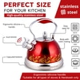 thumbnail image 6 of HausRoland Stainless Steel Whistling Kettle 3.7 Qt (3.5 L) Stovetop Kettle with Ergonomic Handle Tea Kettle for Stove Top, Red, 6 of 8
