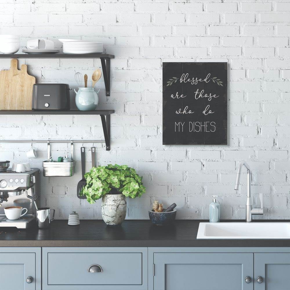 Stupell Industries Blessed Dishes Funny Family Kitchen Word Design Canvas Wall Art by Daphne Polselli