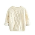 thumbnail image 2 of LFEOOST Toddler Baby Girl Boy Sweater Fall Winter Warm Long Sleeve Knit Oversized Sweater blouses tops White 110, 2 of 6