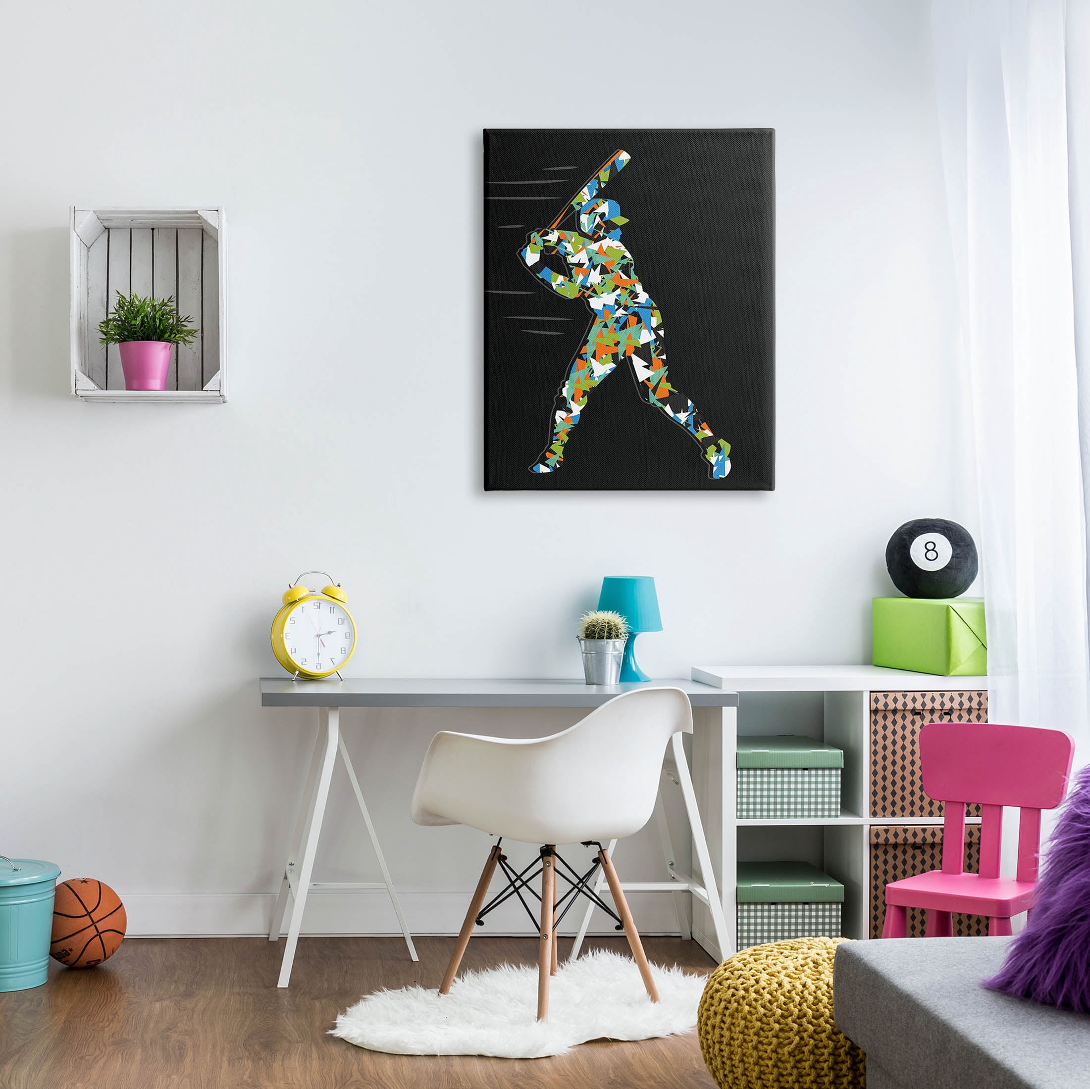 Stupell Industries Patterned Sports Baseball Player Graphic Art Gallery Wrapped Canvas Print Wall Art, Design by Arrolynn Weiderhold