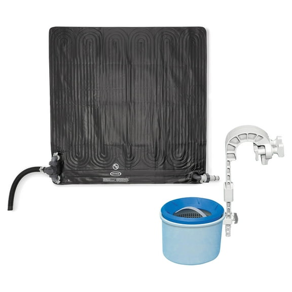 Solar Mat Water Heater - Black Bundled w/ Wall-Mounted Automatic Skimmer
