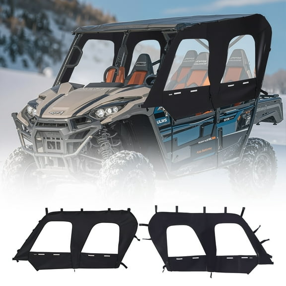 VEVOR Cab Enclosure Upper Doors, Compatible with Kawasaki Teryx4 2012-2022, Soft Upper Doors, Windproof & Waterproof Upgraded Zipper UTV Soft Side Window Kit, Work with Roof and Partial Windshields